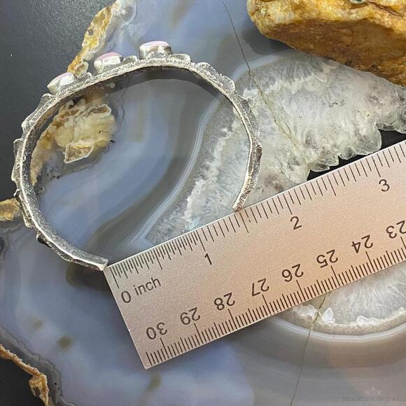 Wilson Dawes Sterling Teardrop Pink Conch Shell Tufa Cast Bracelet For Women - Picture 8 of 10